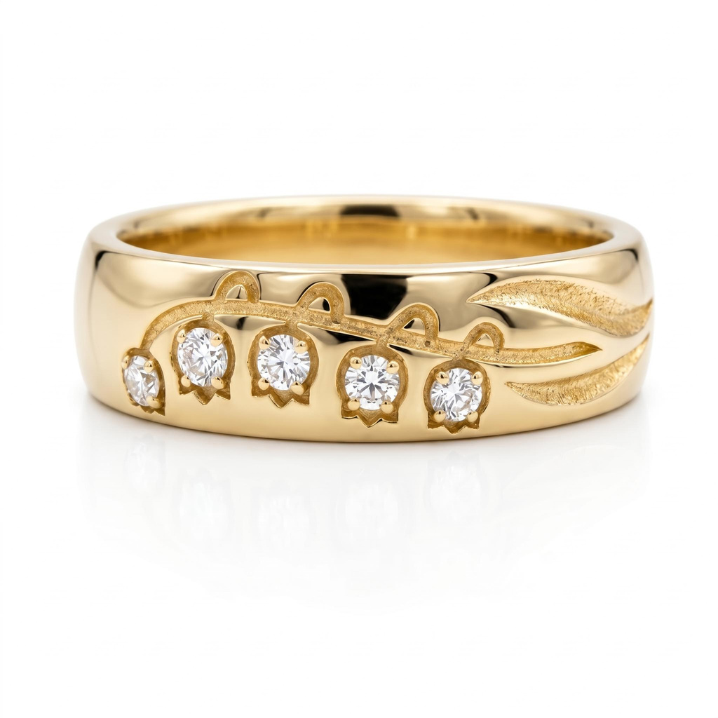 0.11 ct.tw. Sandblasted Textured Wide Band Round Stone Inlaid Band Ring