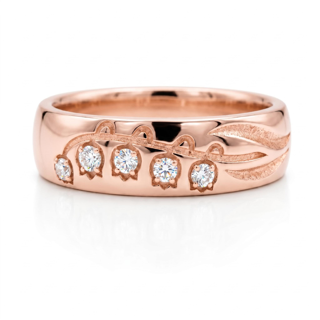 0.11 ct.tw. Sandblasted Textured Wide Band Round Stone Inlaid Band Ring