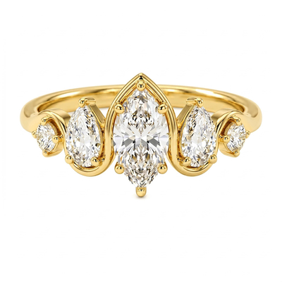 1.96 ct.tw. Marquise & Pear Cluster Statement Ring