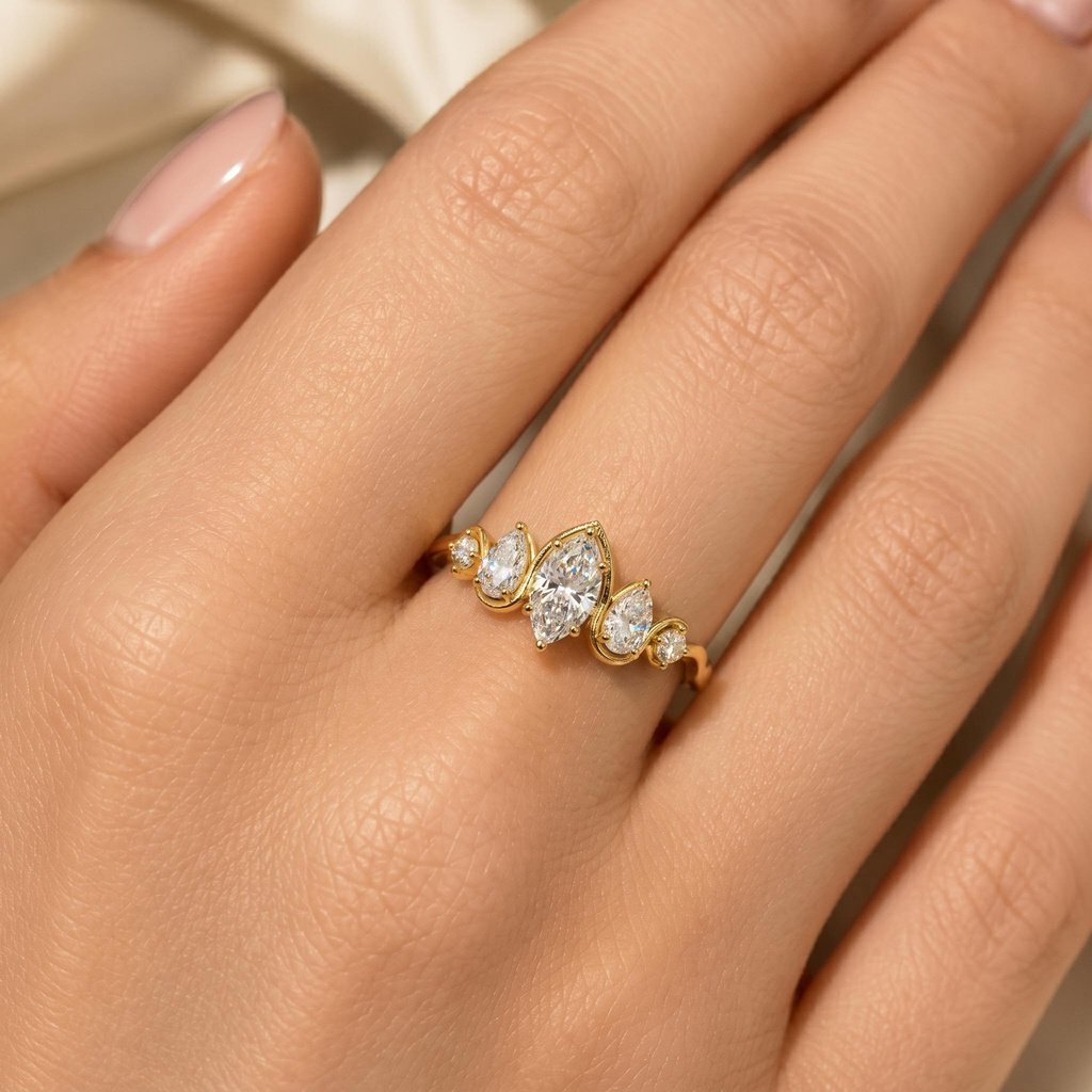 1.96 ct.tw. Marquise & Pear Cluster Statement Ring