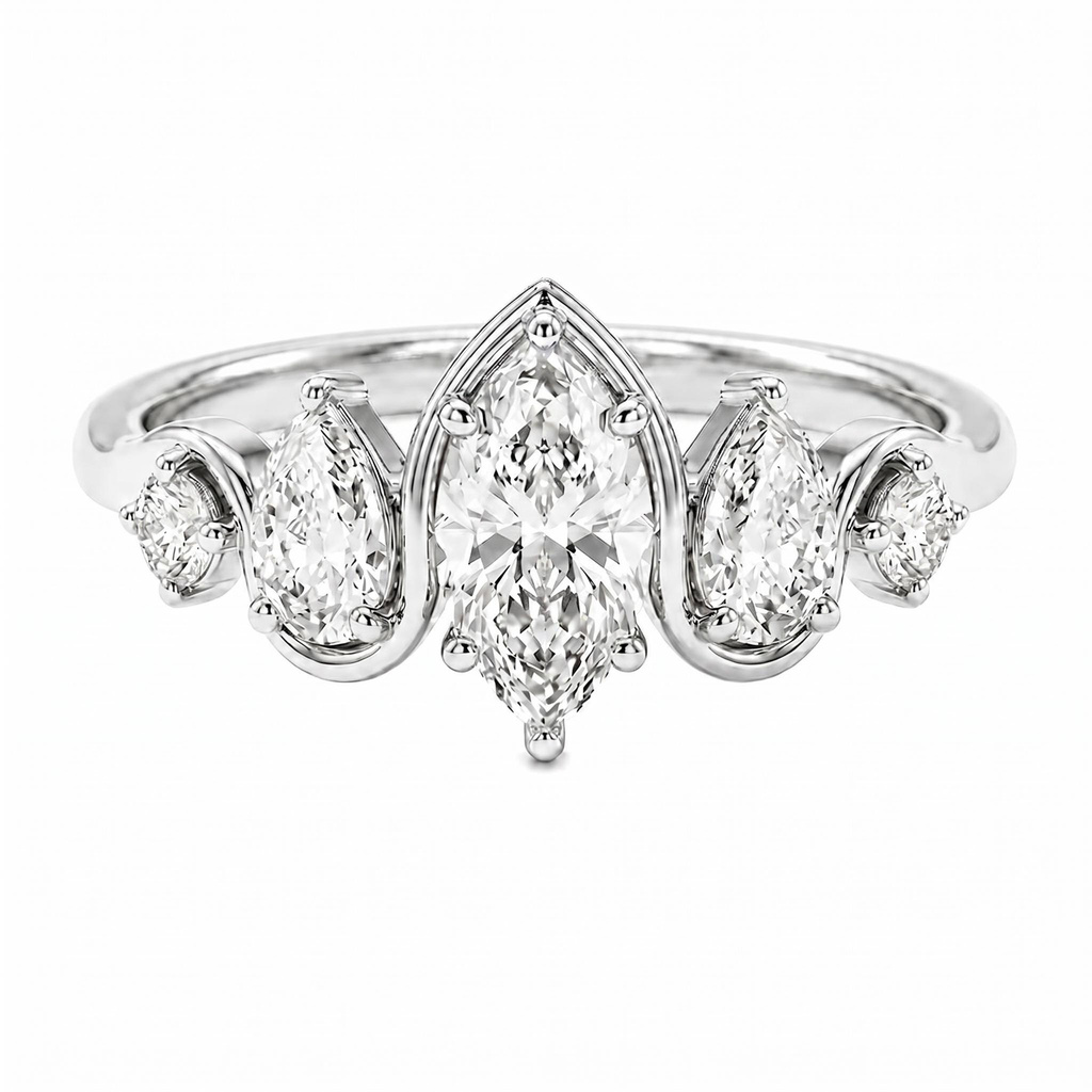 1.96 ct.tw. Marquise & Pear Cluster Statement Ring