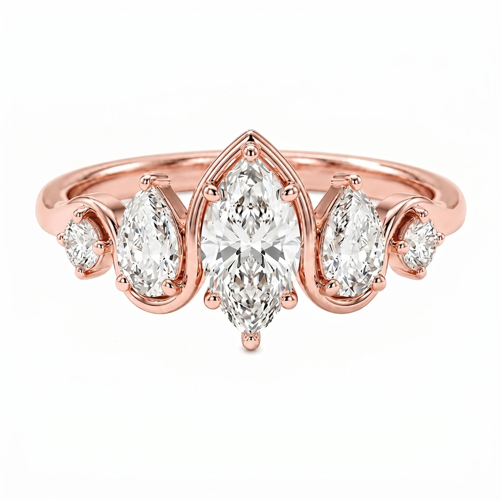 1.96 ct.tw. Marquise & Pear Cluster Statement Ring