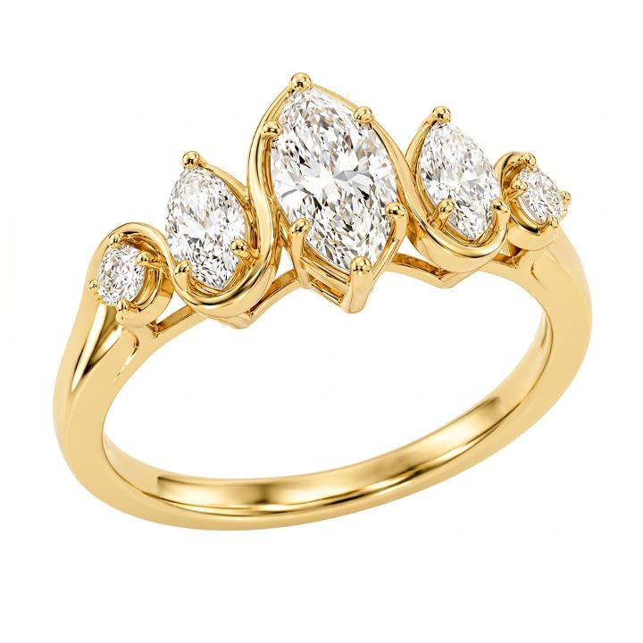 1.96 ct.tw. Marquise & Pear Cluster Statement Ring