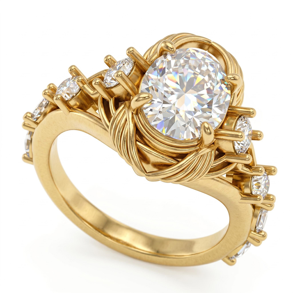 3.88 ct.tw. Twisted Rope Setting Oval-Cut Center Stone Vintage Engagement Ring 3.88 ct.tw. Twisted Rope Setting Oval-Cut Center Stone Vintage Engagement Ring