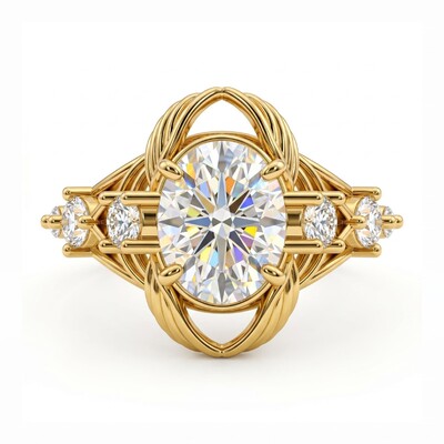3.88 ct.tw. Twisted Rope Setting Oval-Cut Center Stone Vintage Engagement Ring
