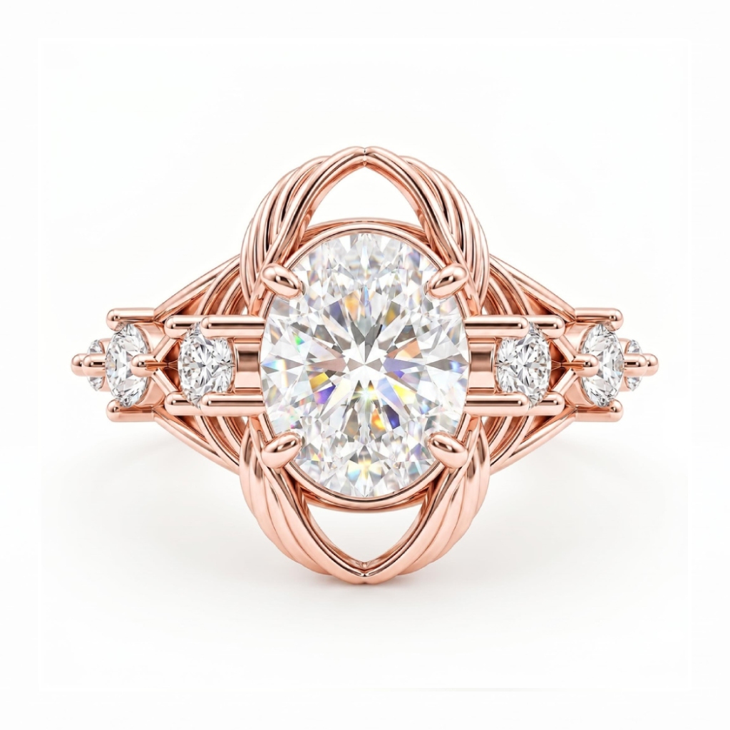 3.88 ct.tw. Twisted Rope Setting Oval-Cut Center Stone Vintage Engagement Ring 3.88 ct.tw. Twisted Rope Setting Oval-Cut Center Stone Vintage Engagement Ring