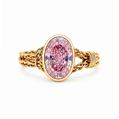 3 ct.tw. Oval Bezel Set Braided Band Solitaire Engagement Ring