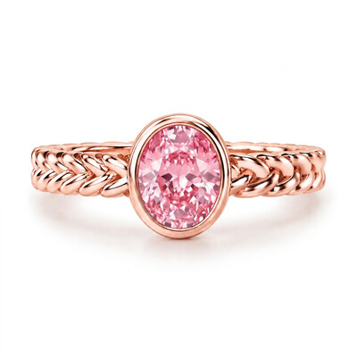 3 ct.tw. Oval Bezel Set Braided Band Solitaire Engagement Ring