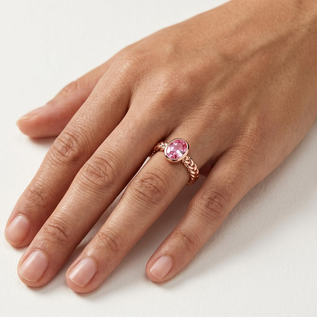 3 ct.tw. Oval Bezel Set Braided Band Solitaire Engagement Ring 3 ct.tw. Oval Bezel Set Braided Band Solitaire Engagement Ring