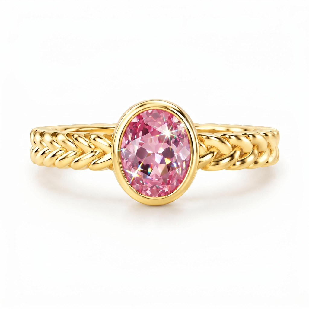 3 ct.tw. Oval Bezel Set Braided Band Solitaire Engagement Ring 3 ct.tw. Oval Bezel Set Braided Band Solitaire Engagement Ring