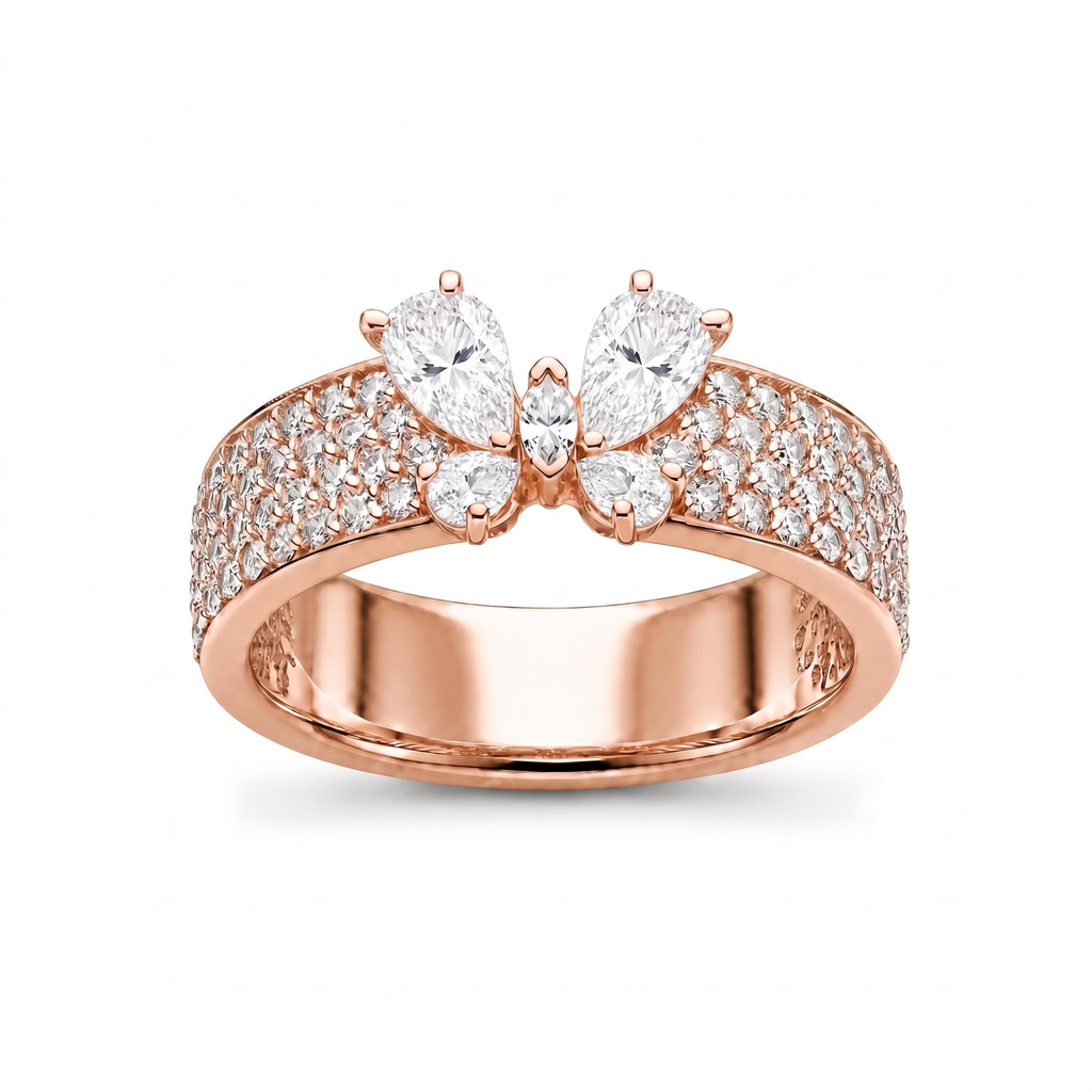 1.34 ct.tw. Butterfly Shape Marquise & Pear Cut Ladies Ring