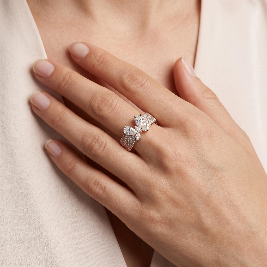 1.34 ct.tw. Butterfly Shape Marquise & Pear Cut Ladies Ring