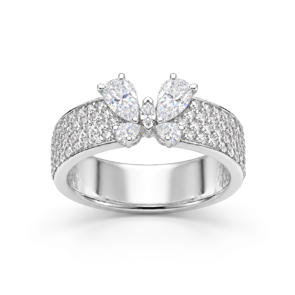 1.34 ct.tw. Butterfly Shape Marquise & Pear Cut Ladies Ring