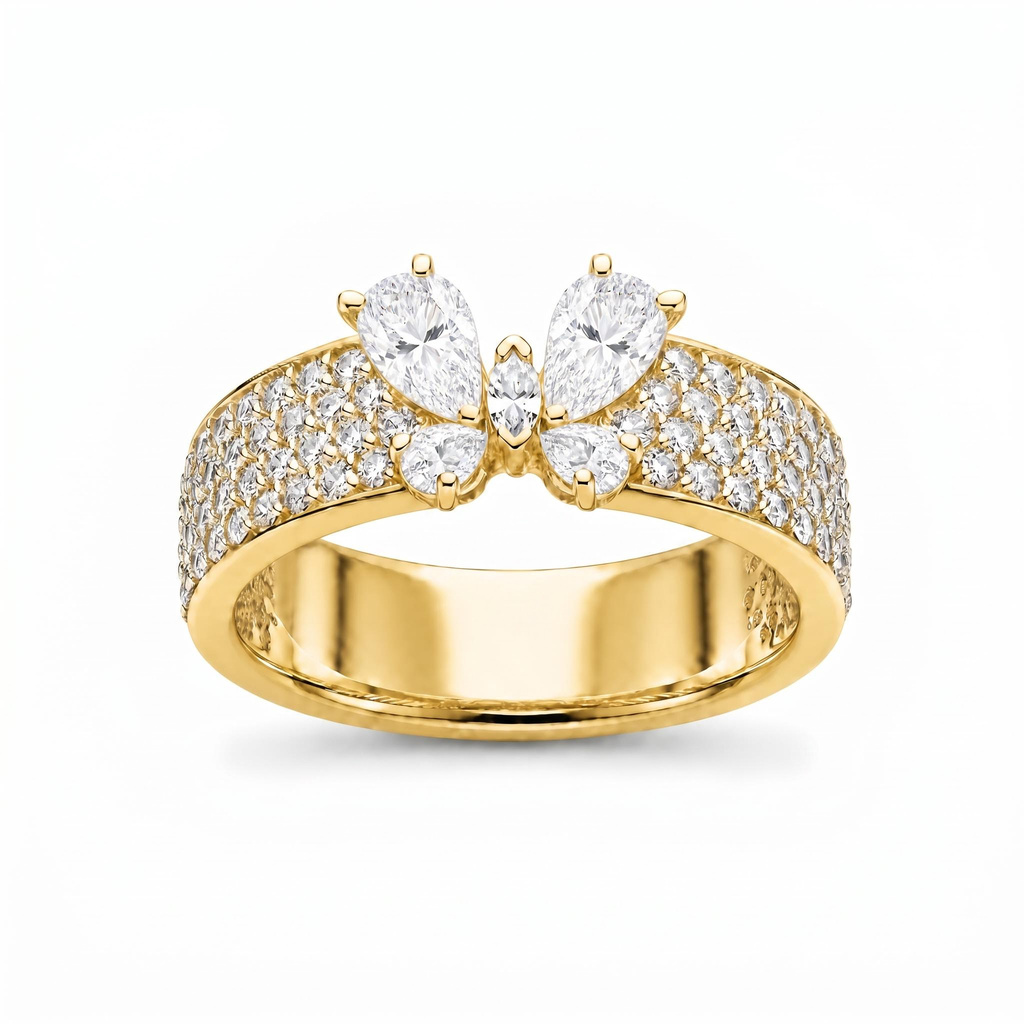 1.34 ct.tw. Butterfly Shape Marquise & Pear Cut Ladies Ring