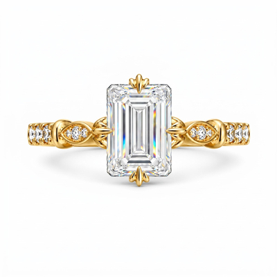 2.17 ct.tw. Emerald Cut Side Accent Engagement Ring