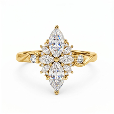 1.52 ct.tw. Nature-inspired Marquise Cross Cluster Engagement Ring