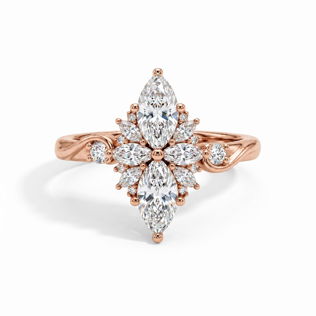 1.52 ct.tw. Nature-inspired Marquise Cross Cluster Engagement Ring