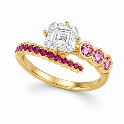 1.35 ct.tw. Twisted Bypass Asscher Cut Statement Ring
