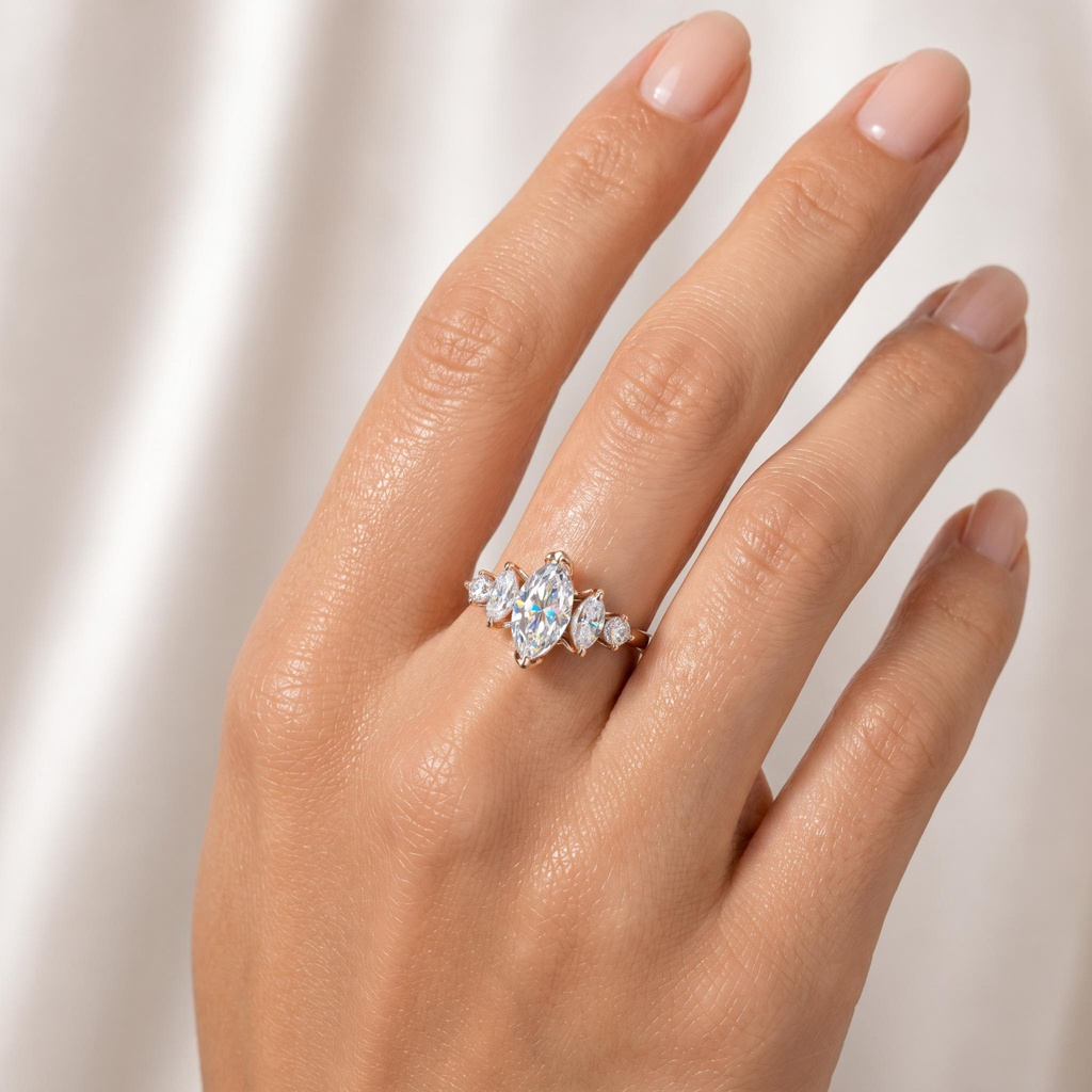 3.16 ct.tw. Marquise Cut Cluster Engagement Ring 3.16 ct.tw. Marquise Cut Cluster Engagement Ring