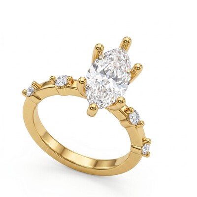 3.24 ct.tw. Classic Marquise-Cut with Round Accent Engagement Ring