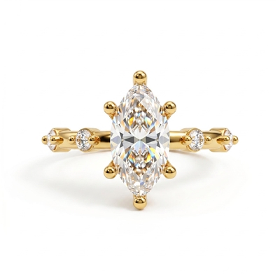 3.24 ct.tw. Classic Marquise-Cut with Round Accent Engagement Ring