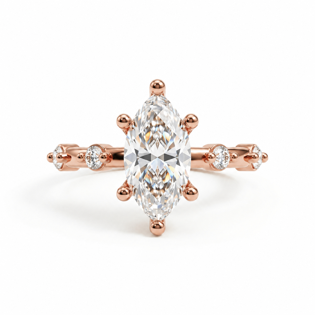 3.24 ct.tw. Classic Marquise-Cut with Round Accent Engagement Ring
