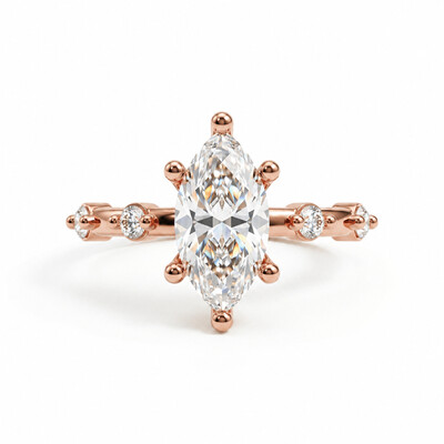 3.24 ct.tw. Classic Marquise-Cut with Round Accent Engagement Ring
