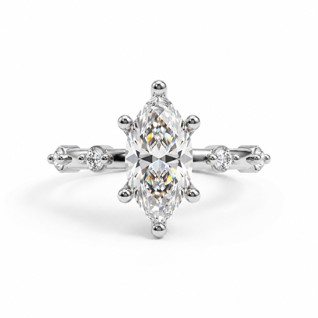 3.24 ct.tw. Classic Marquise-Cut with Round Accent Engagement Ring