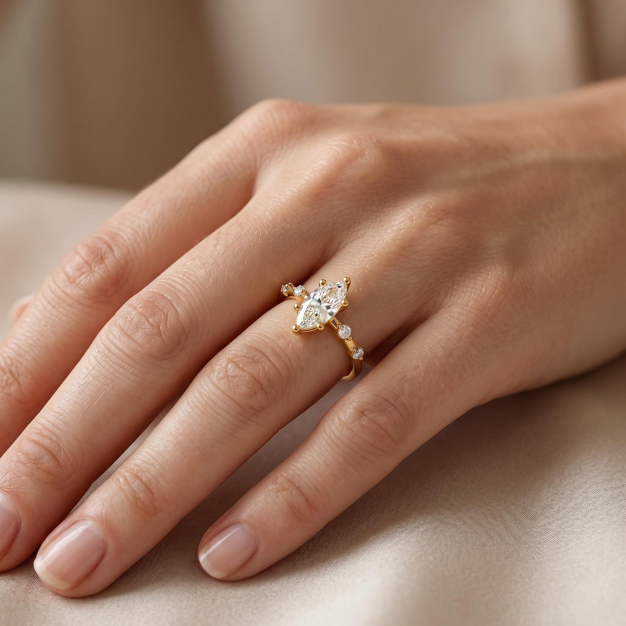3.24 ct.tw. Classic Marquise-Cut with Round Accent Engagement Ring