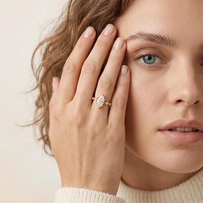 3.24 ct.tw. Classic Marquise-Cut with Round Accent Engagement Ring