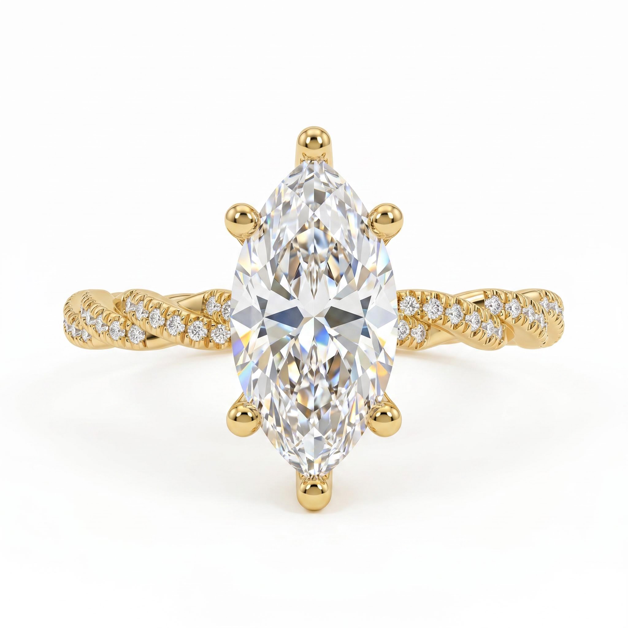 3.23 ct.tw. Marquise Cut Twisted Rope Band Engagement Ring