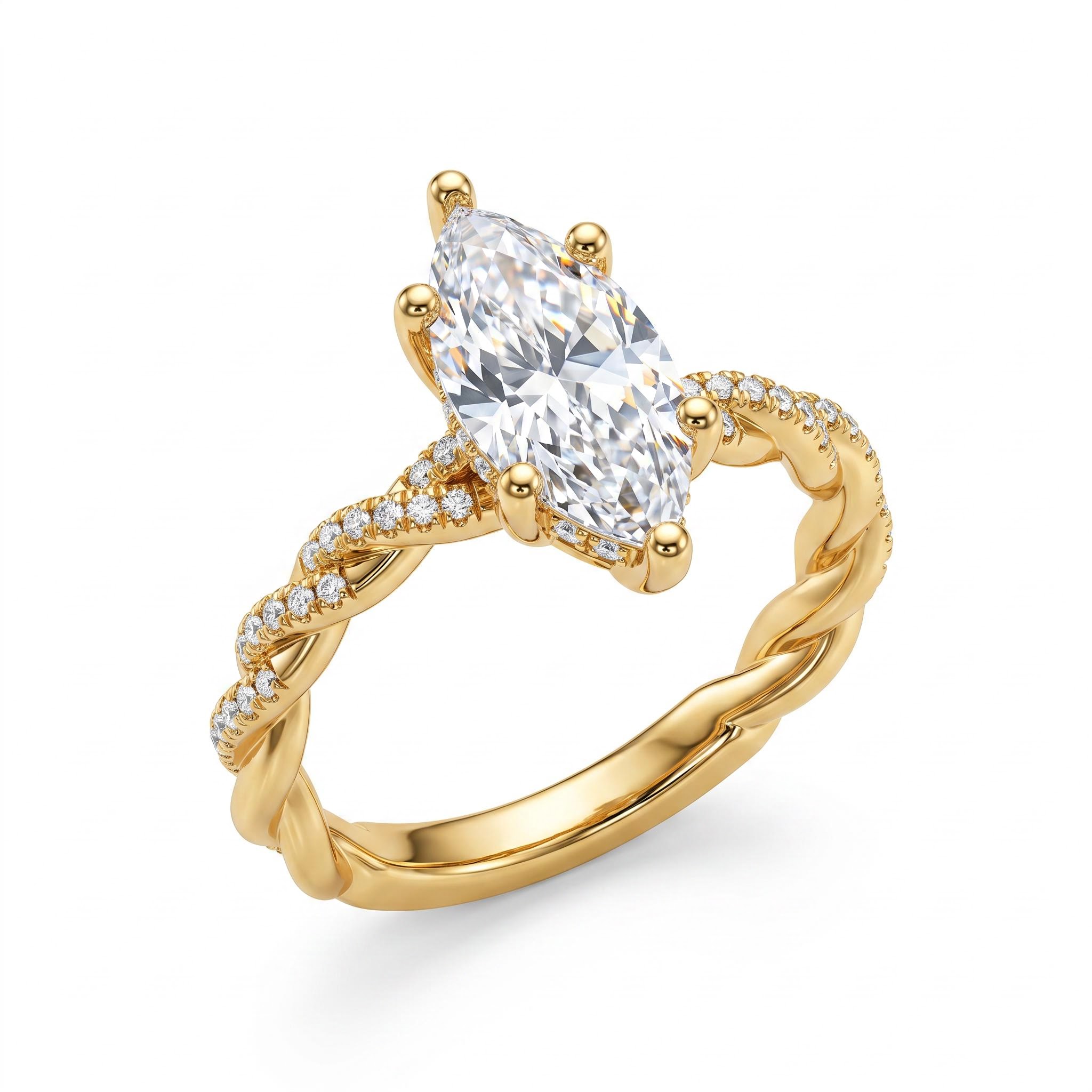 3.23 ct.tw. Marquise Cut Twisted Rope Band Engagement Ring