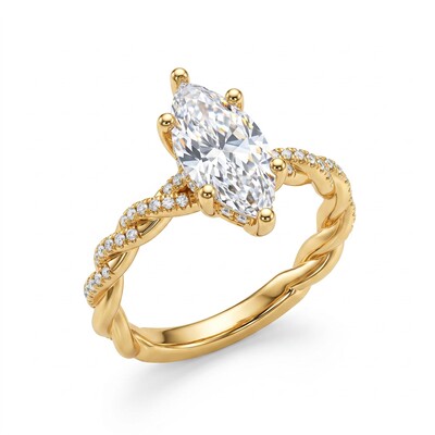 3.23 ct.tw. Marquise Cut Twisted Rope Band Engagement Ring