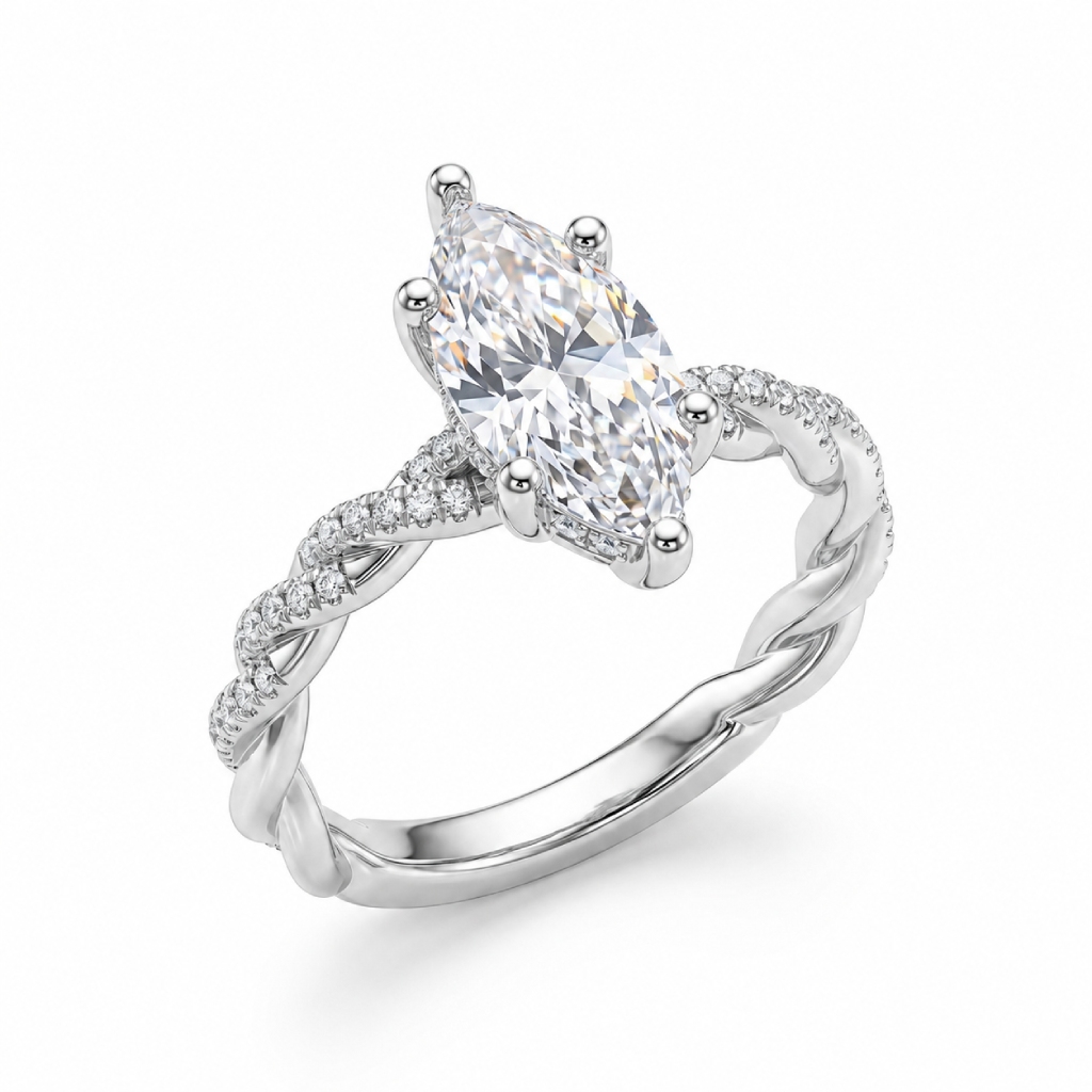 3.23 ct.tw. Marquise Cut Twisted Rope Band Engagement Ring