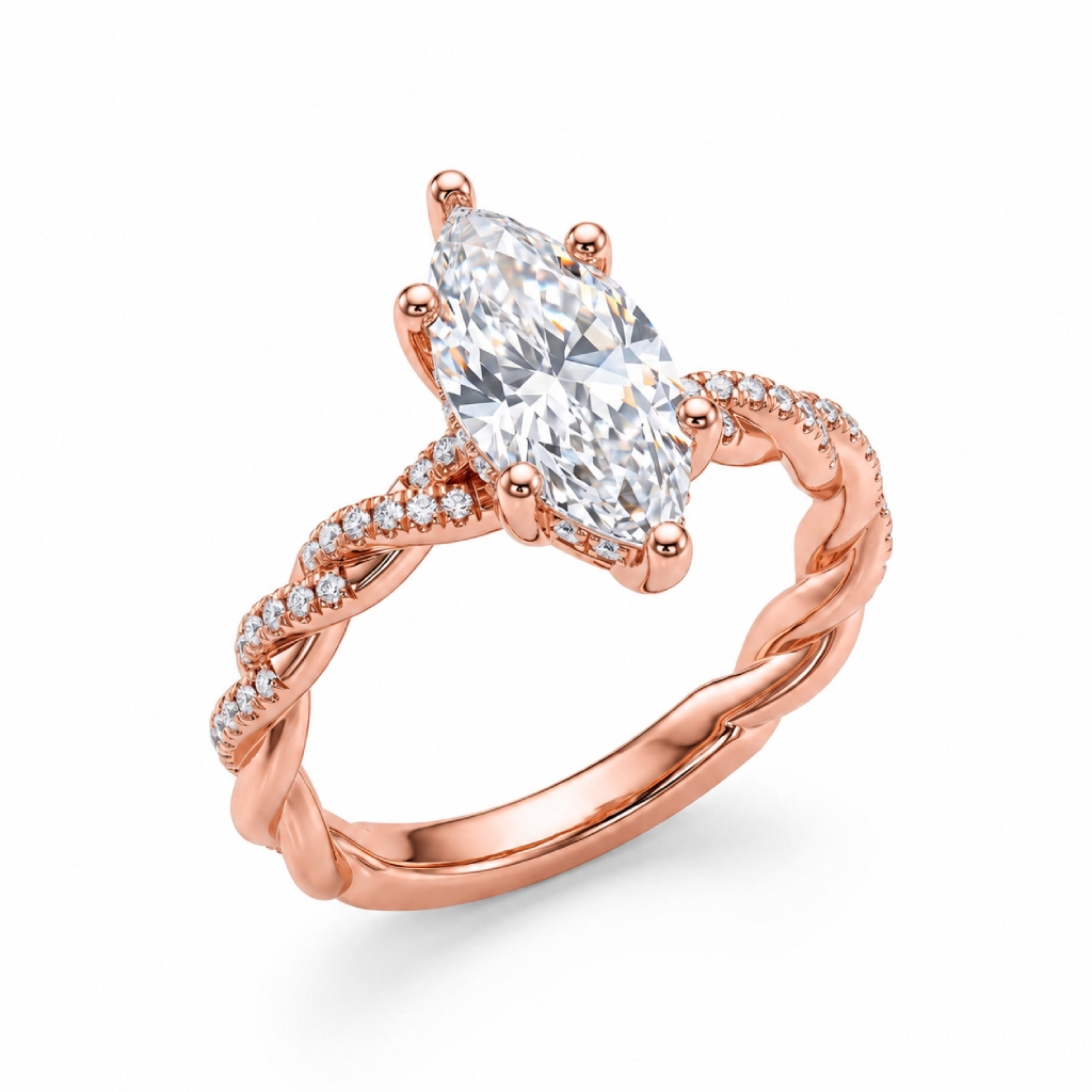 3.23 ct.tw. Marquise Cut Twisted Rope Band Engagement Ring