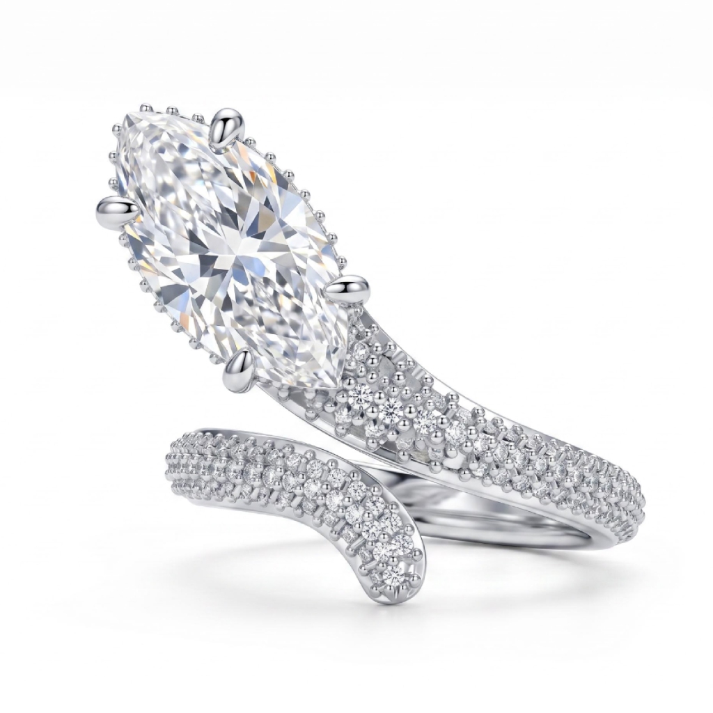 6.24 ct.tw. Marquise Snake Head Pavé-set Serpent Engagement Ring