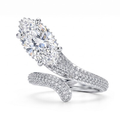 6.24 ct.tw. Marquise Snake Head Pavé-set Serpent Engagement Ring