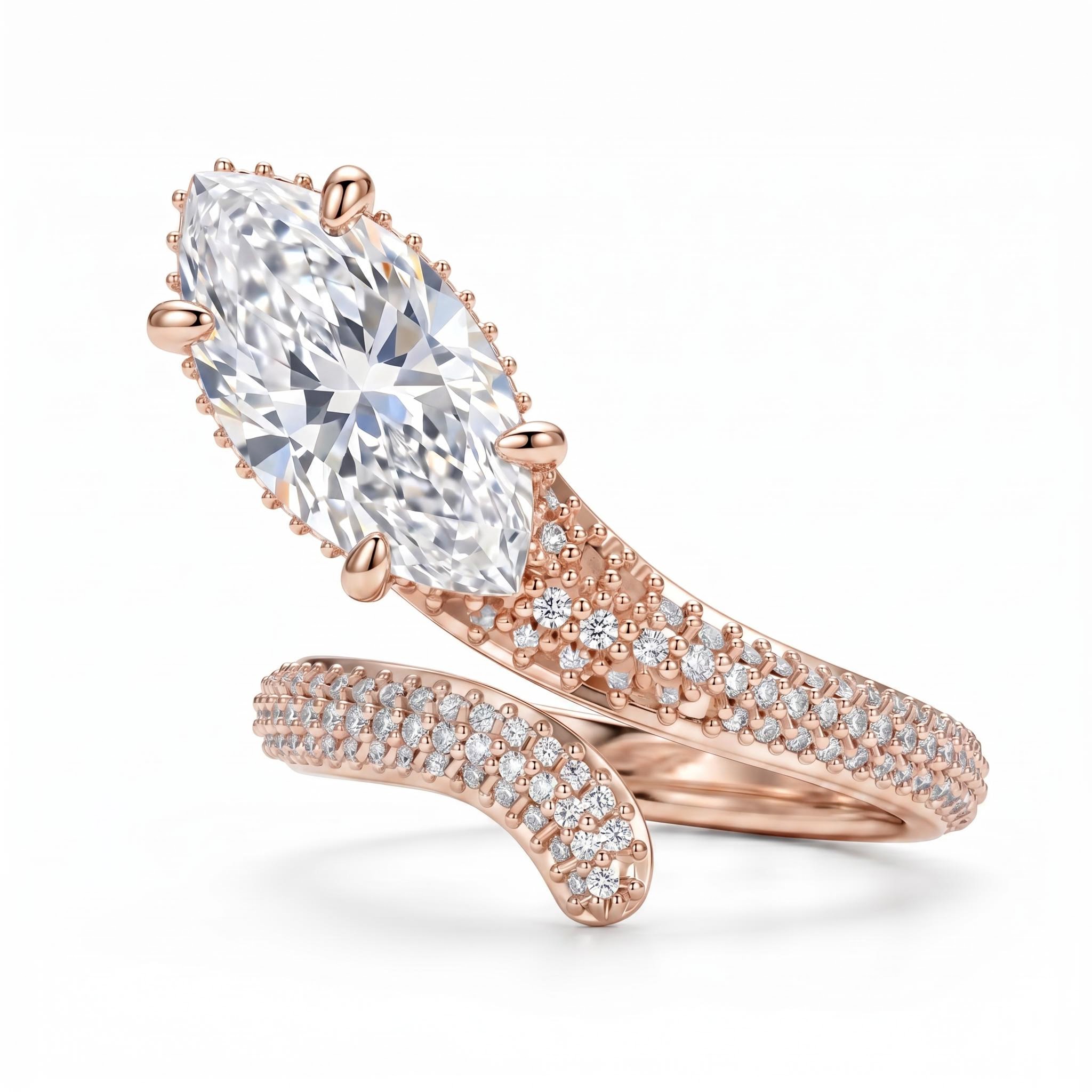 6.24 ct.tw. Marquise Snake Head Pavé-set Serpent Engagement Ring