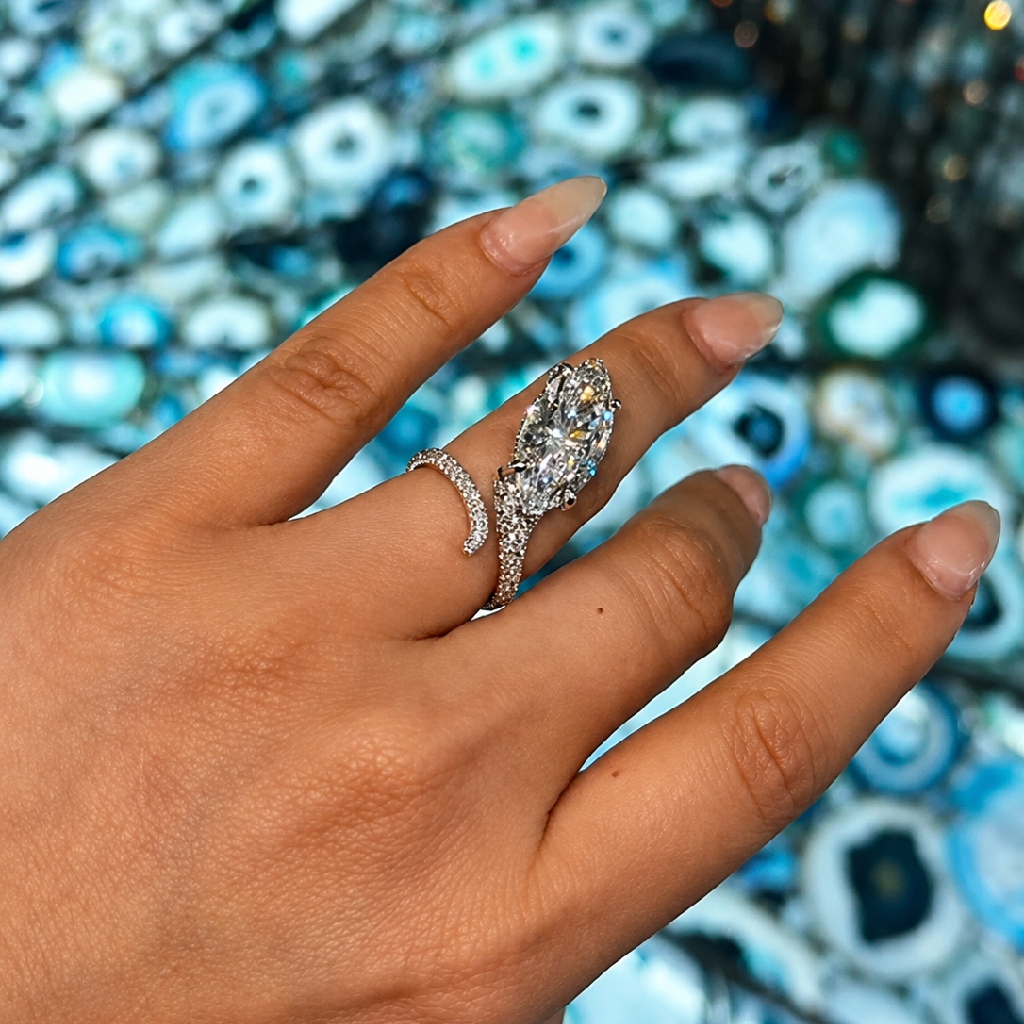6.24 ct.tw. Marquise Snake Head Pavé-set Serpent Engagement Ring