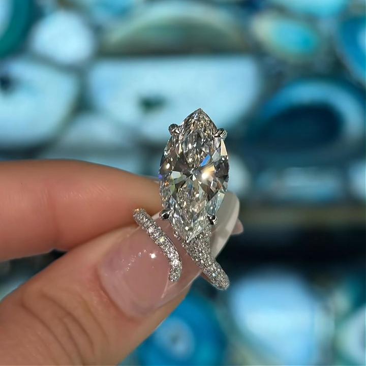 6.24 ct.tw. Marquise Snake Head Pavé-set Serpent Engagement Ring