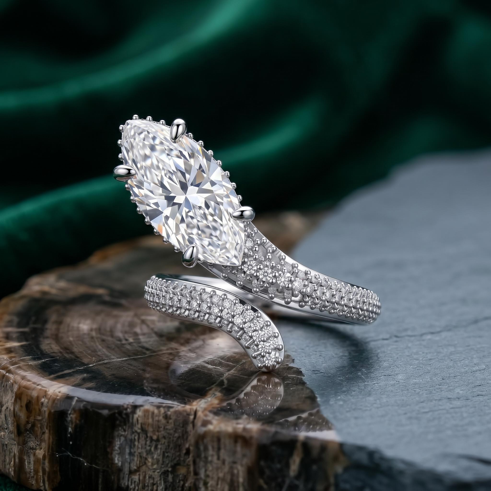 6.24 ct.tw. Marquise Snake Head Pavé-set Serpent Engagement Ring