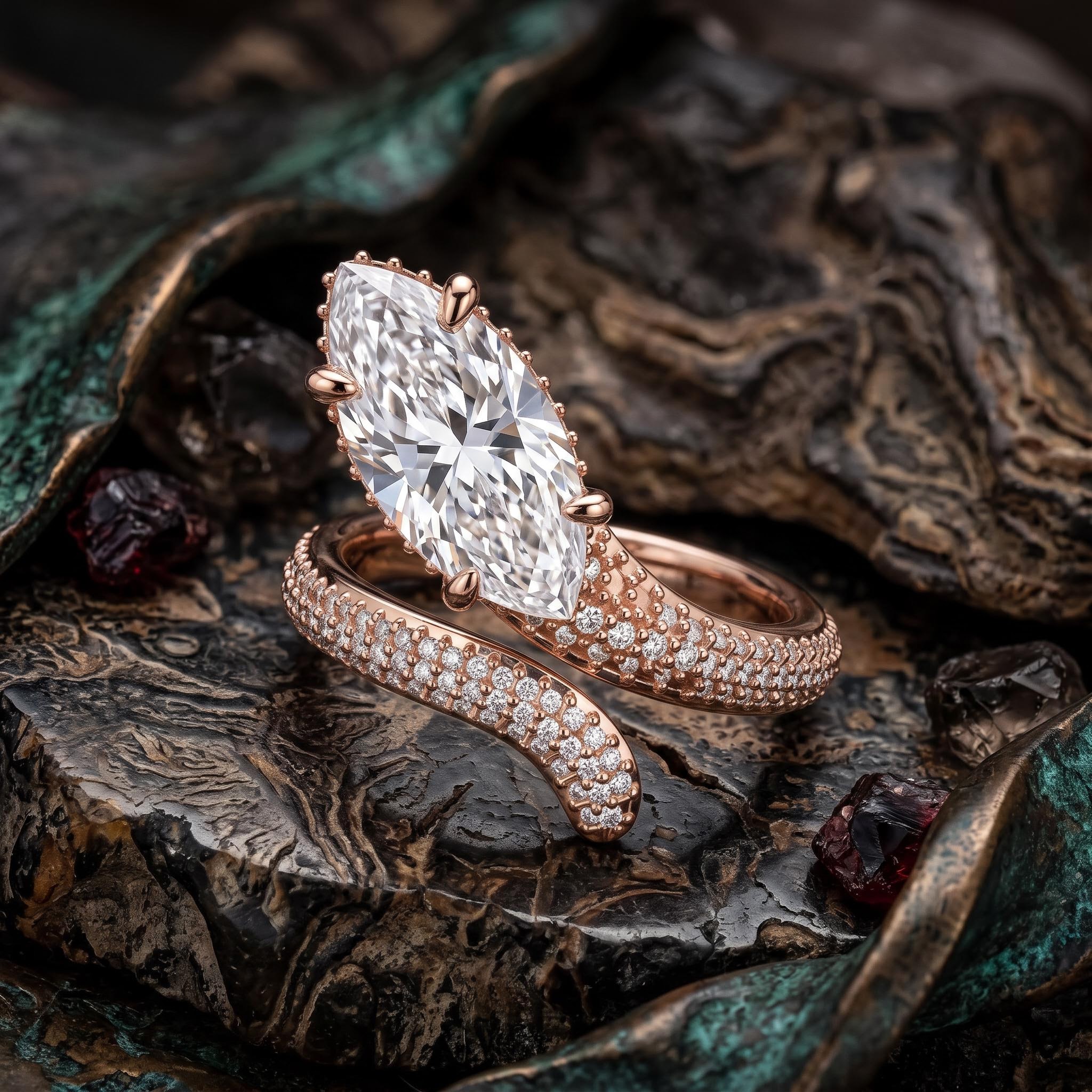 6.24 ct.tw. Marquise Snake Head Pavé-set Serpent Engagement Ring 6.24 ct.tw. Marquise Snake Head Pavé-set Serpent Engagement Ring