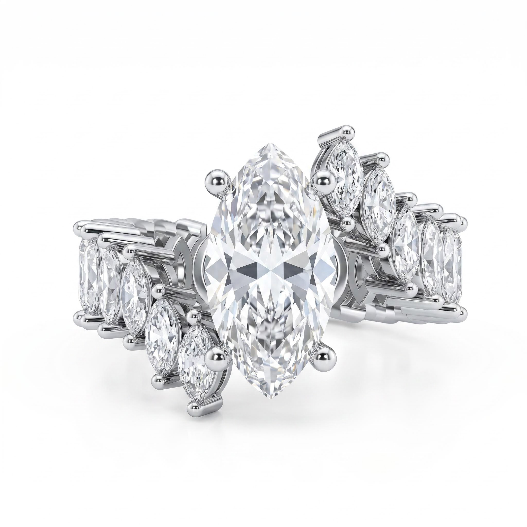 8.5 ct.tw. Marquise Cut Main Stone Marquise-set Shank Engagement Ring
