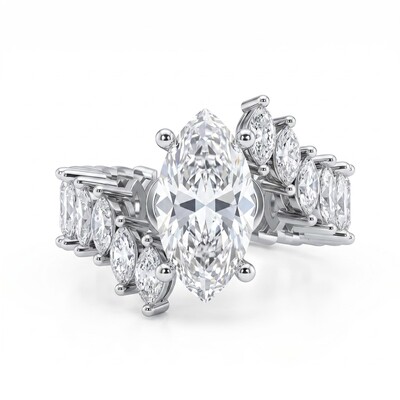 8.5 ct.tw. Marquise Cut Main Stone Marquise-set Shank Engagement Ring