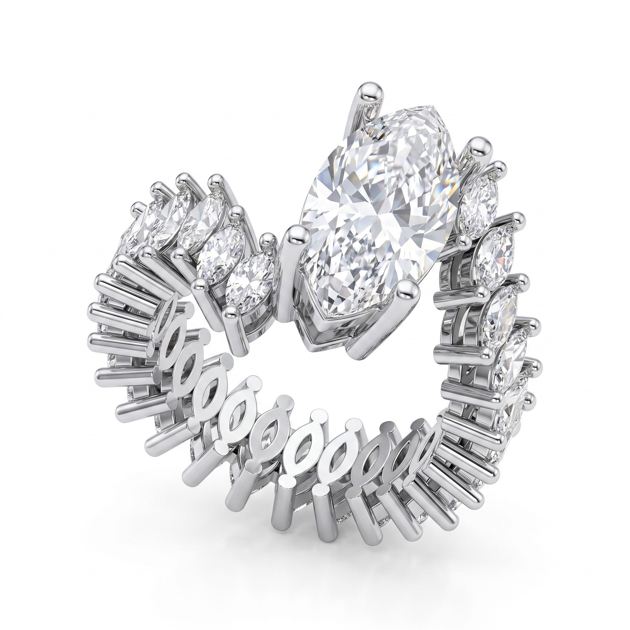 8.5 ct.tw. Marquise Cut Main Stone Marquise-set Shank Engagement Ring