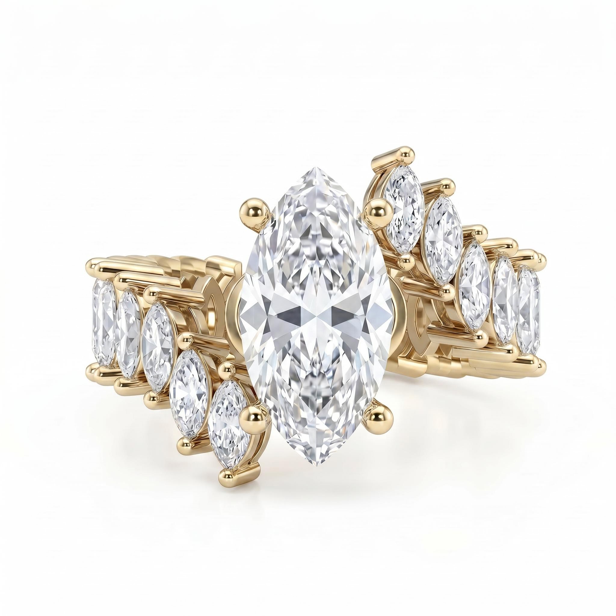 8.5 ct.tw. Marquise Cut Main Stone Marquise-set Shank Engagement Ring