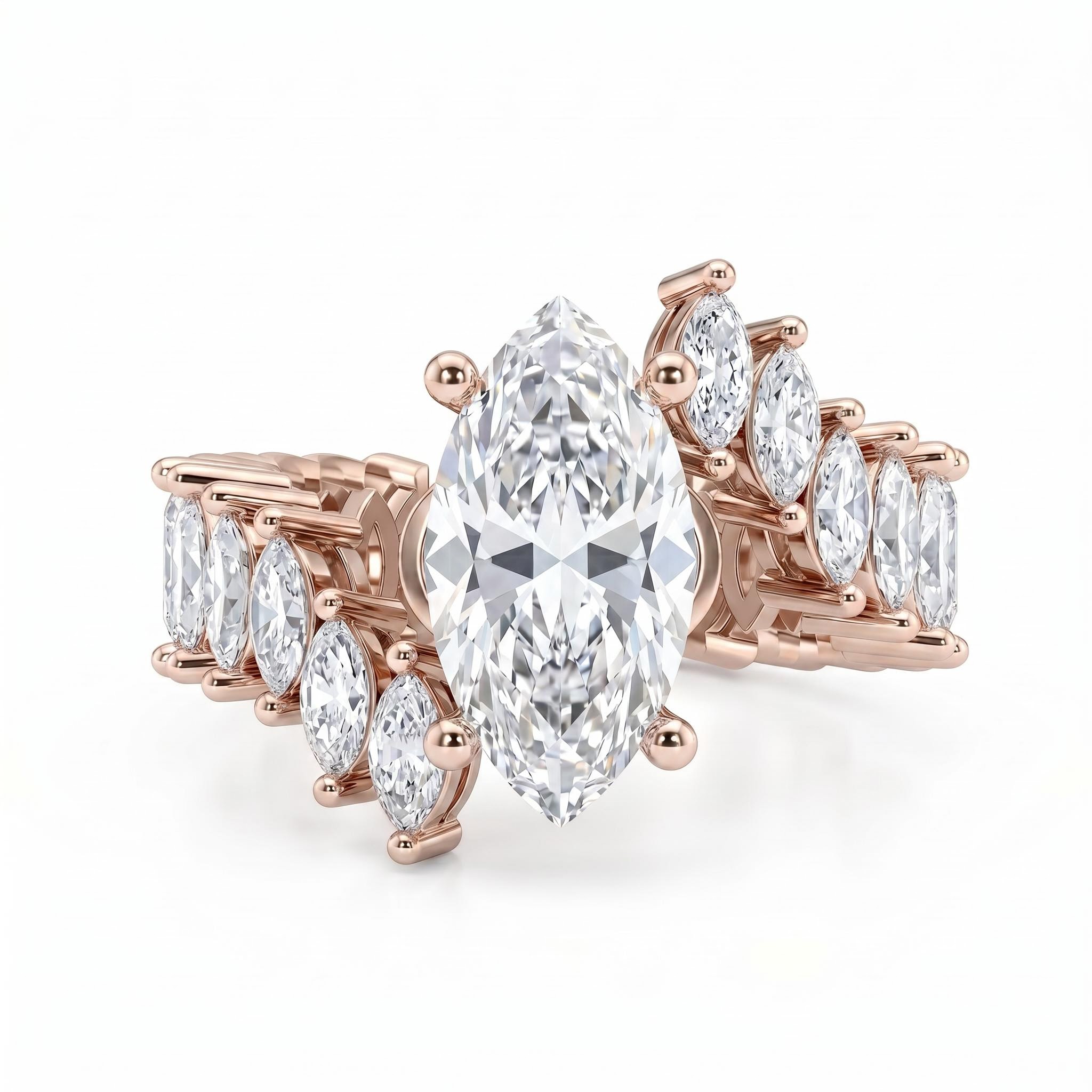 8.5 ct.tw. Marquise Cut Main Stone Marquise-set Shank Engagement Ring