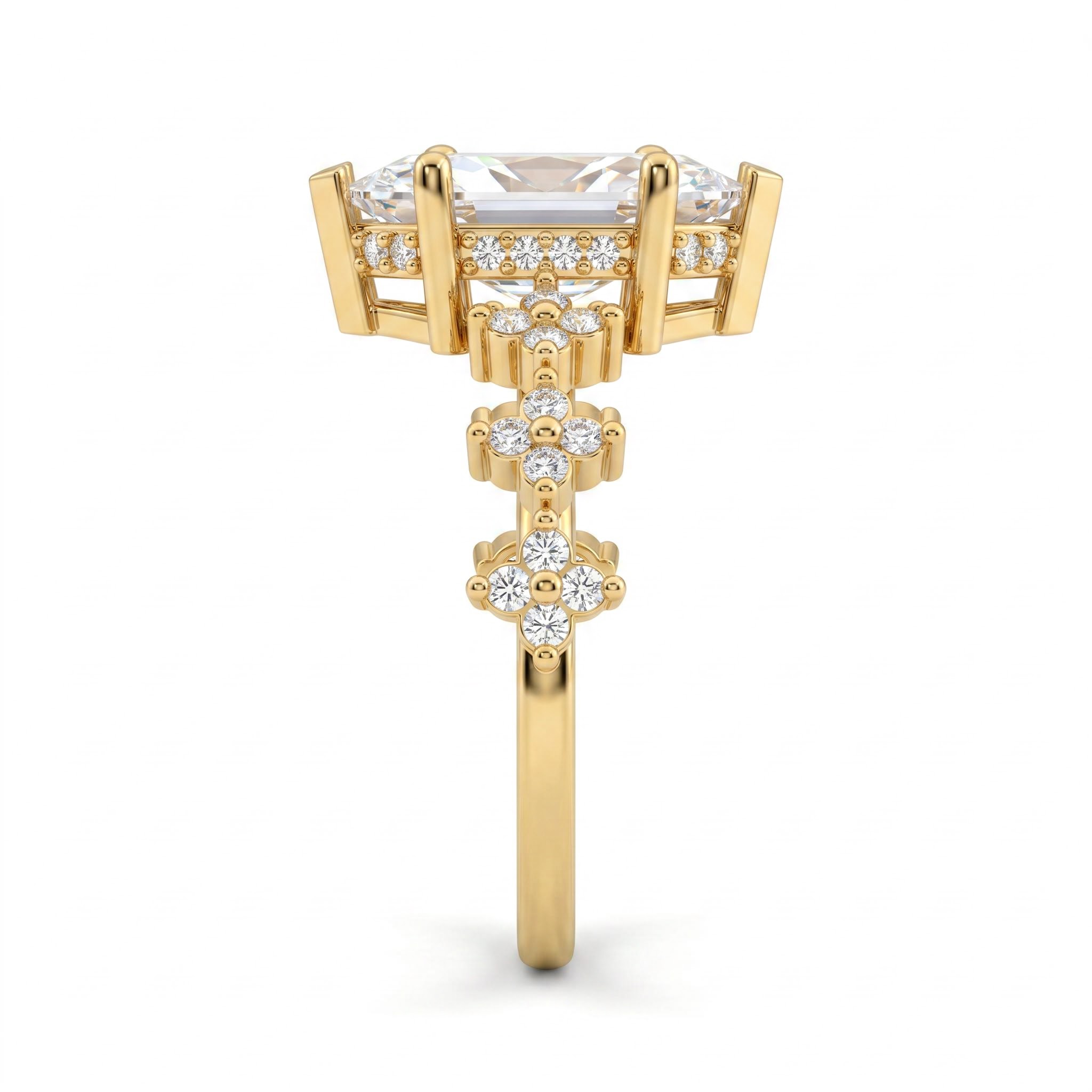 3.32 ct.tw. Marquise-Cut Center Stone Cluster Accent Engagement Ring