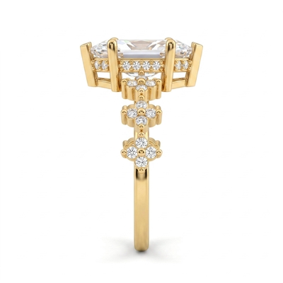 3.32 ct.tw. Marquise-Cut Center Stone Cluster Accent Engagement Ring