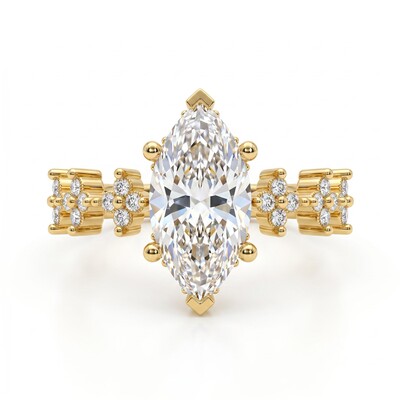 3.32 ct.tw. Marquise-Cut Center Stone Cluster Accent Engagement Ring